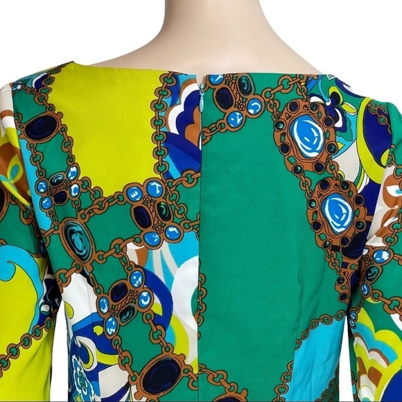 Sangria Size 6 Colourful Abstract 3/4 Sleeve Knee Length Business Dress … - Picture 8 of 16